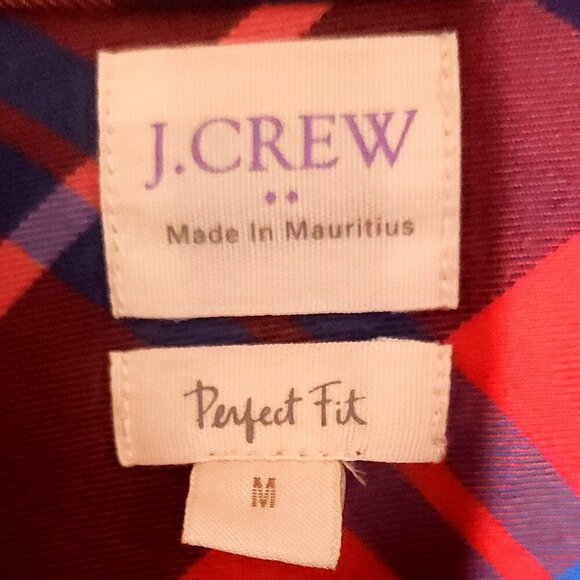 J. Crew Red Blue Plaid Perfect Fit Long Sleeve Button Down Medium - Picture 4 of 6